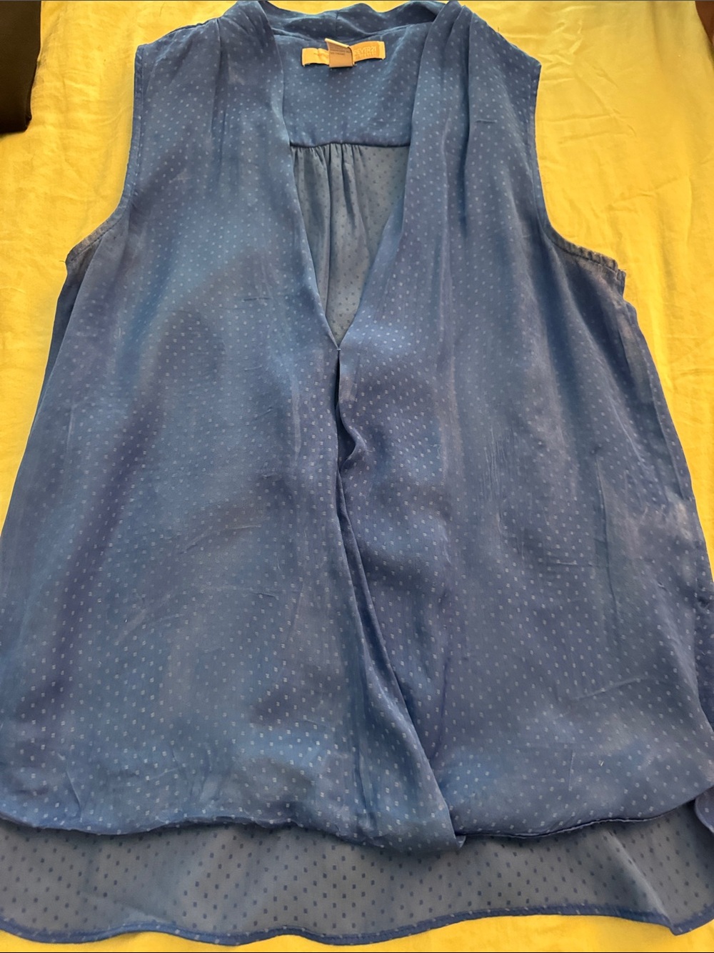 Forever 21 Blue Sleeveless Sheer V-Neck Blouse